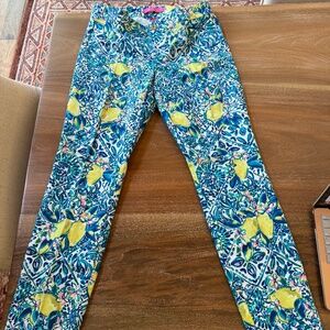 Lilly Pulitzer Kelly Skinny Ankle Pant Zest for Life Lemon Print Size 4